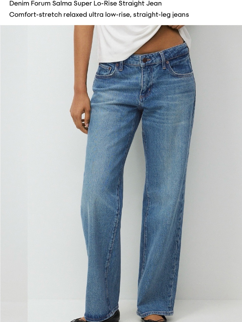 Denim Forum super low rise Straight-Leg Jeans in vintage Medium Blue